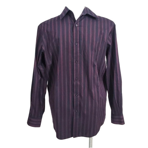 Axcess Purple Pink Striped Button Down Dress Shirt - Picture 1 of 6